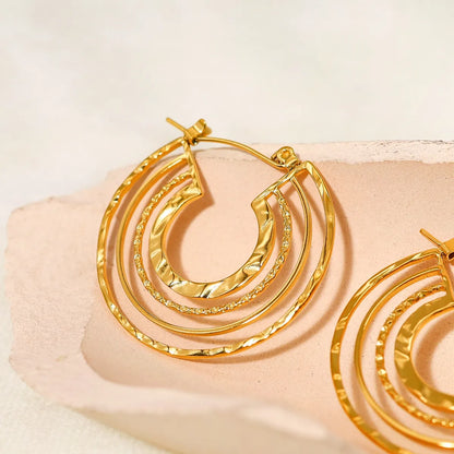 1 Piece Ig Style Retro U Shape Plating Stainless Steel 18k Gold Plated Hoop Earrings