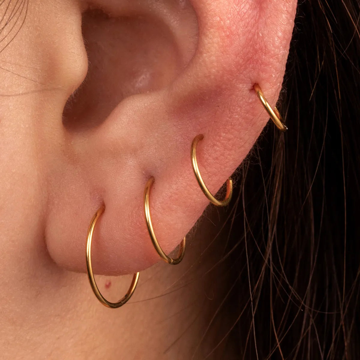 1 Piece Ig Style Round Stainless Steel Hoop Earrings