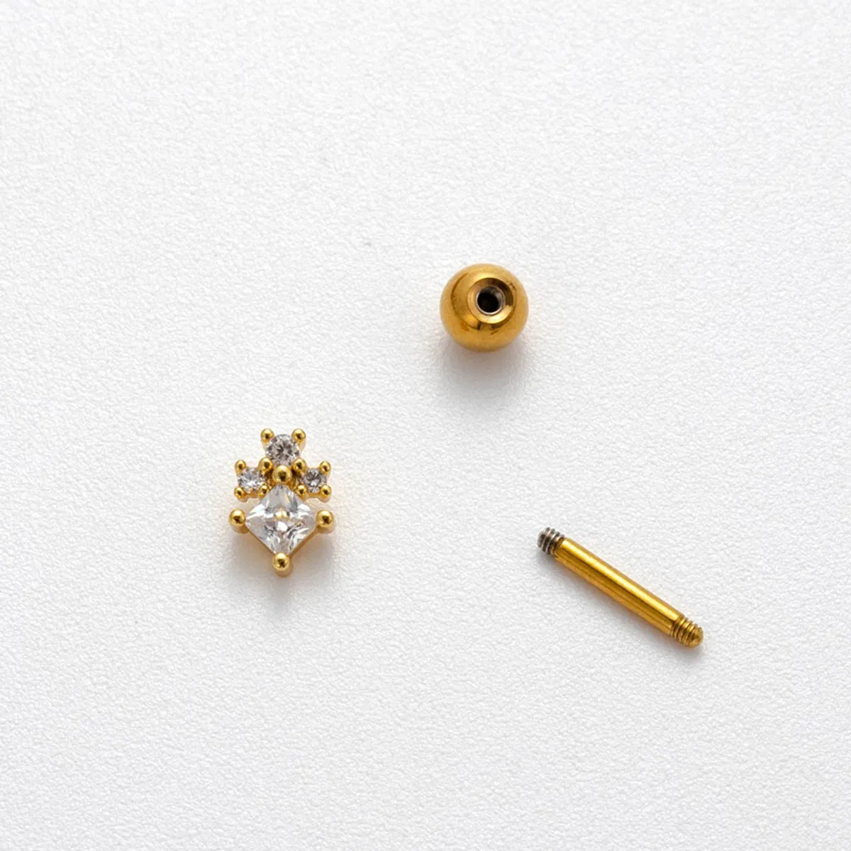 1 Piece Ig Style Sector Snowflake Plating Inlay Stainless Steel Zircon 18k Gold Plated Ear Studs