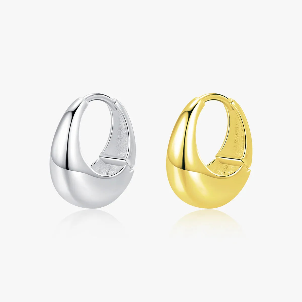 1 Piece Ig Style Simple Style Artistic Irregular Solid Color Plating Sterling Silver 18k Gold Plated Silver Plated Hoop Earrings