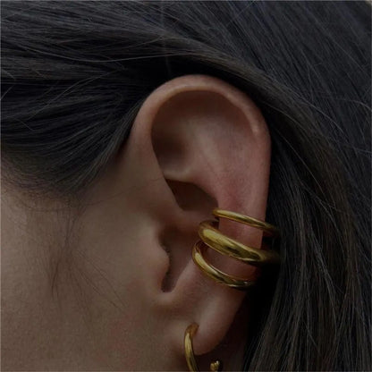 1 Piece IG Style Simple Style C Shape Geometric Polishing Plating 304 Stainless Steel 18K Gold Plated Ear Cuffs