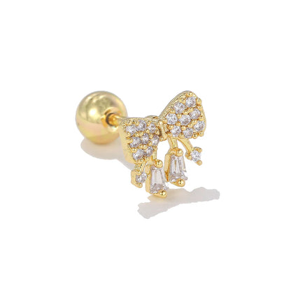 1 Piece Ig Style Simple Style Geometric Animal Plating Inlay Brass Zircon 18k Gold Plated White Gold Plated Ear Studs