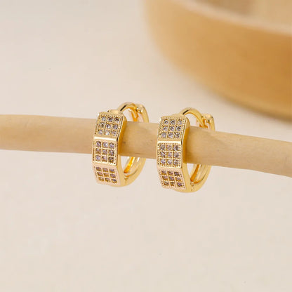 1 Piece IG Style Simple Style Geometric Inlay Copper Zircon Earrings