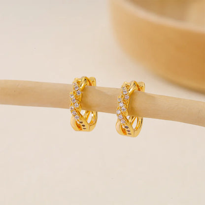 1 Piece IG Style Simple Style Geometric Inlay Copper Zircon Earrings