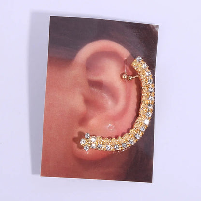 1 Piece Ig Style Simple Style Geometric Plating Inlay Alloy Rhinestones 14k Gold Plated Ear Cuffs