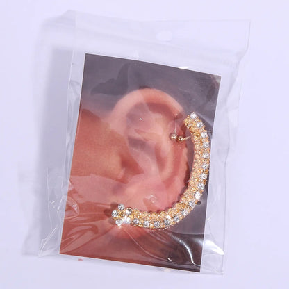 1 Piece Ig Style Simple Style Geometric Plating Inlay Alloy Rhinestones 14k Gold Plated Ear Cuffs