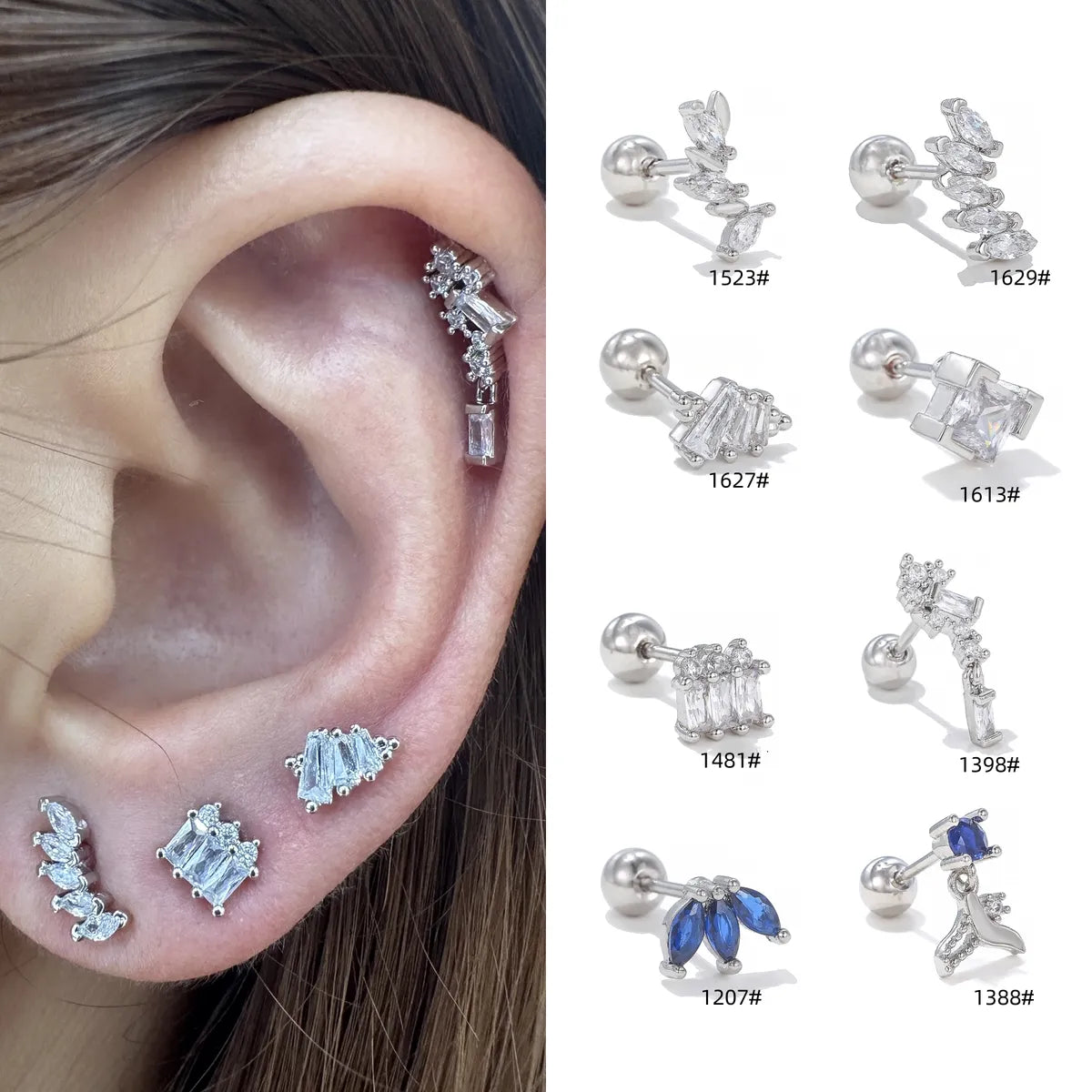 1 Piece Ig Style Simple Style Geometric Plating Inlay Brass Zircon 18k Gold Plated White Gold Plated Ear Studs