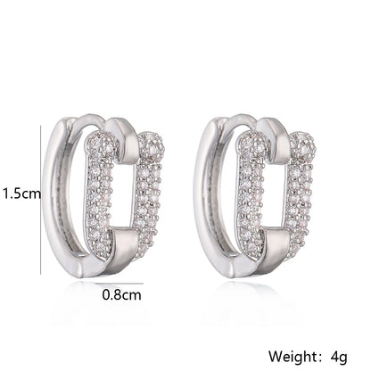 1 Piece Ig Style Simple Style Geometric Plating Inlay Copper Zircon Earrings