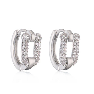 1 Piece Ig Style Simple Style Geometric Plating Inlay Copper Zircon Earrings