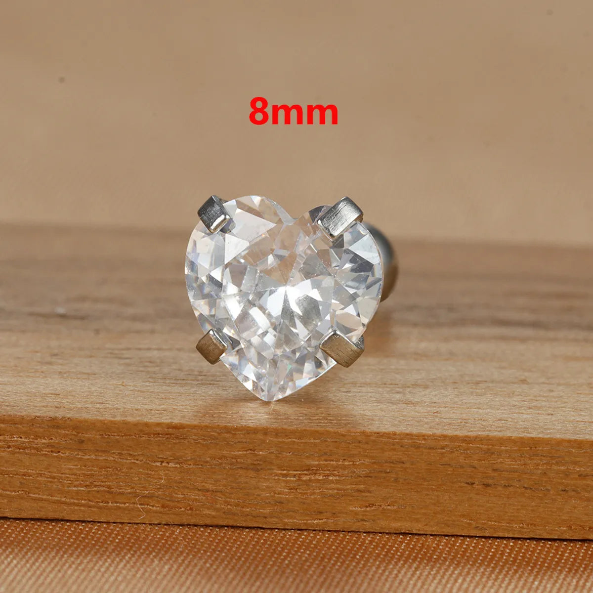 1 Piece IG Style Simple Style Heart Shape Plating Inlay 304 Stainless Steel Zircon Ear Studs