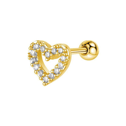 1 Piece IG Style Simple Style Moon Heart Shape Flower Inlay 304 Stainless Steel Zircon Ear Studs