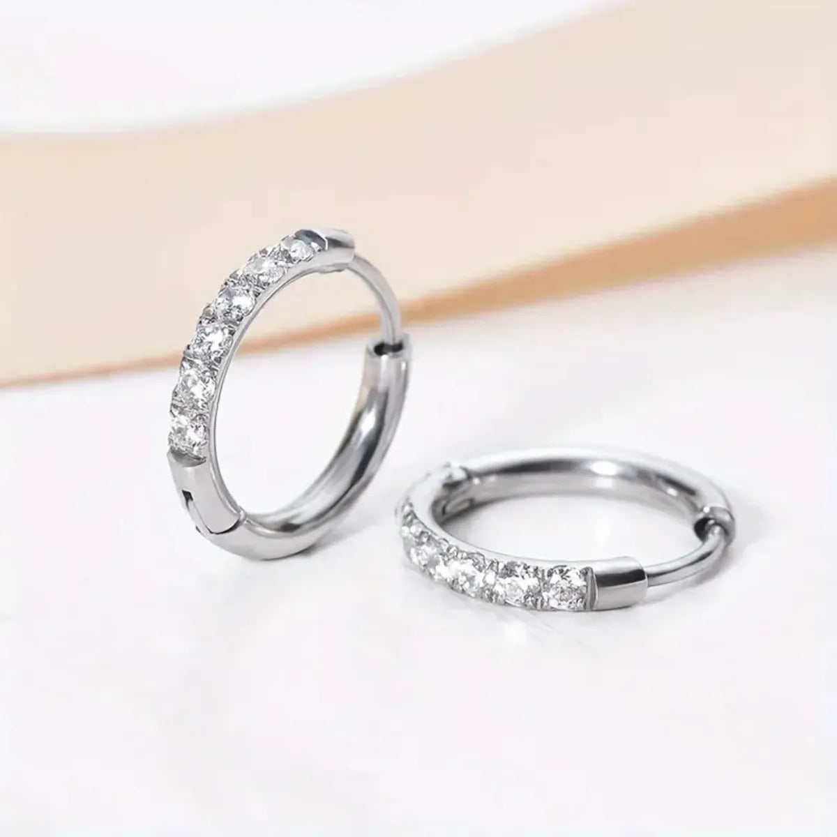 1 Piece IG Style Simple Style Round Inlay 304 Stainless Steel Earrings