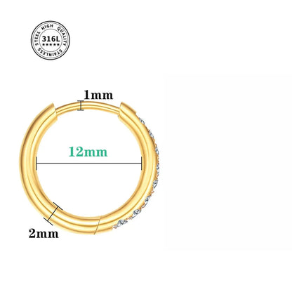 1 Piece IG Style Simple Style Round Inlay 304 Stainless Steel Earrings