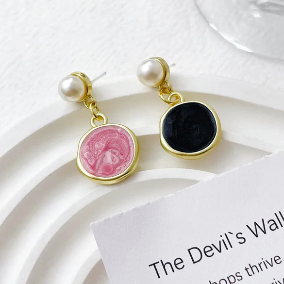 1 Piece Ig Style Simple Style Round Metal Drip Glazed Plating Jewelry Accessories