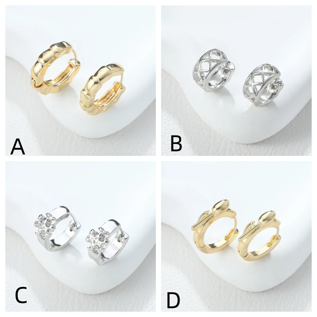 1 Piece IG Style Simple Style Solid Color Flower Rhombus Hollow Out Inlay Alloy Rhinestones Earrings