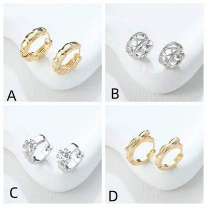 1 Piece IG Style Simple Style Solid Color Flower Rhombus Hollow Out Inlay Alloy Rhinestones Earrings