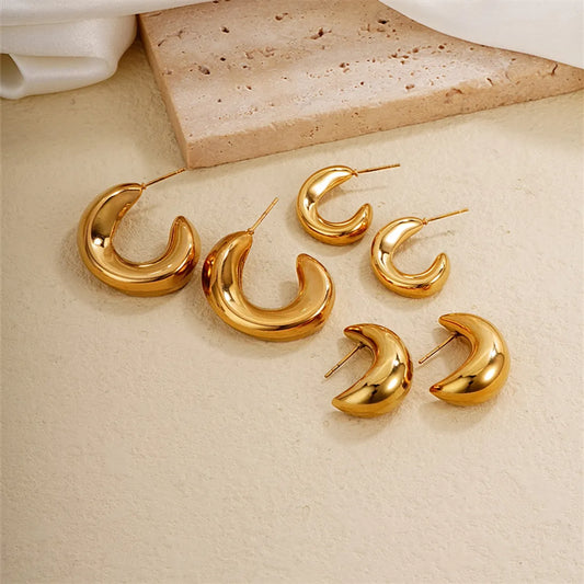 1 Piece Ig Style Simple Style Solid Color Plating Stainless Steel Gold Plated Ear Studs