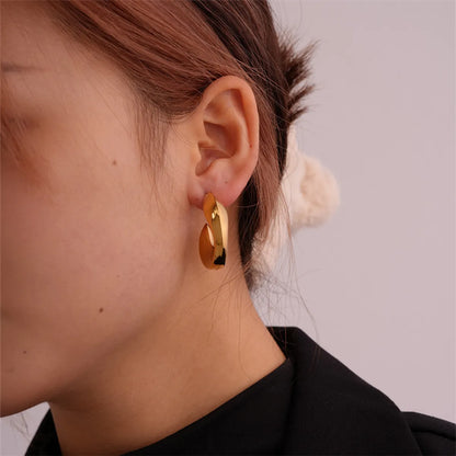 1 Piece Ig Style Simple Style Solid Color Plating Stainless Steel Gold Plated Ear Studs