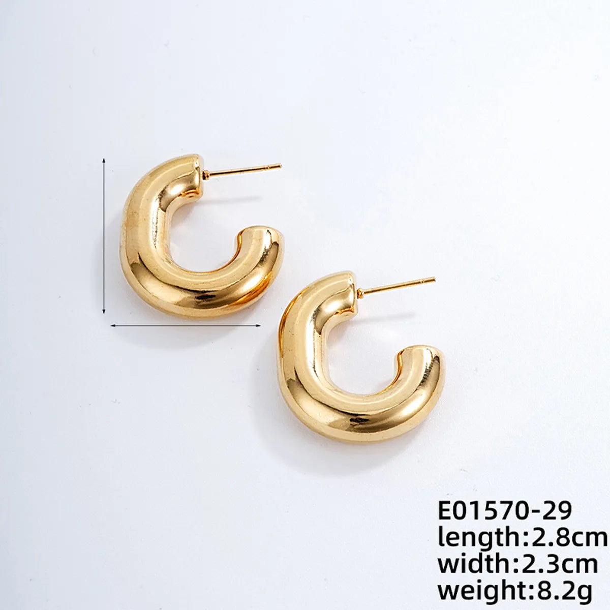 1 Piece Ig Style Simple Style Solid Color Plating Stainless Steel Gold Plated Earrings Ear Studs