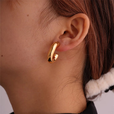 1 Piece Ig Style Simple Style Solid Color Plating Stainless Steel Gold Plated Earrings Ear Studs