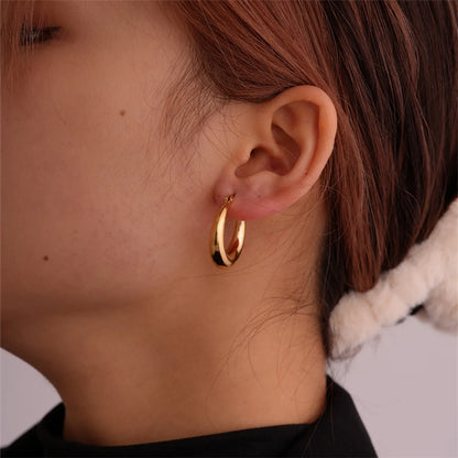 1 Piece Ig Style Simple Style Solid Color Plating Stainless Steel Gold Plated Earrings Ear Studs