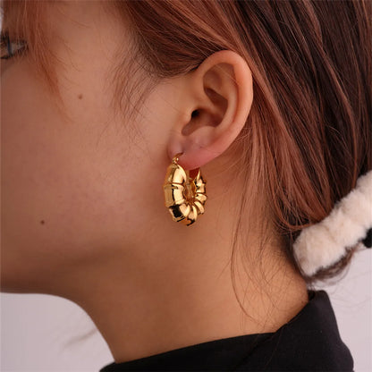 1 Piece Ig Style Simple Style Solid Color Plating Stainless Steel Gold Plated Earrings