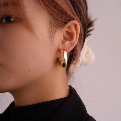 1 Piece Ig Style Simple Style Solid Color Plating Stainless Steel Gold Plated Earrings