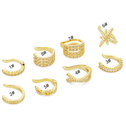 1 Piece IG Style Simple Style U Shape Star Inlay Copper Zircon Ear Cuffs