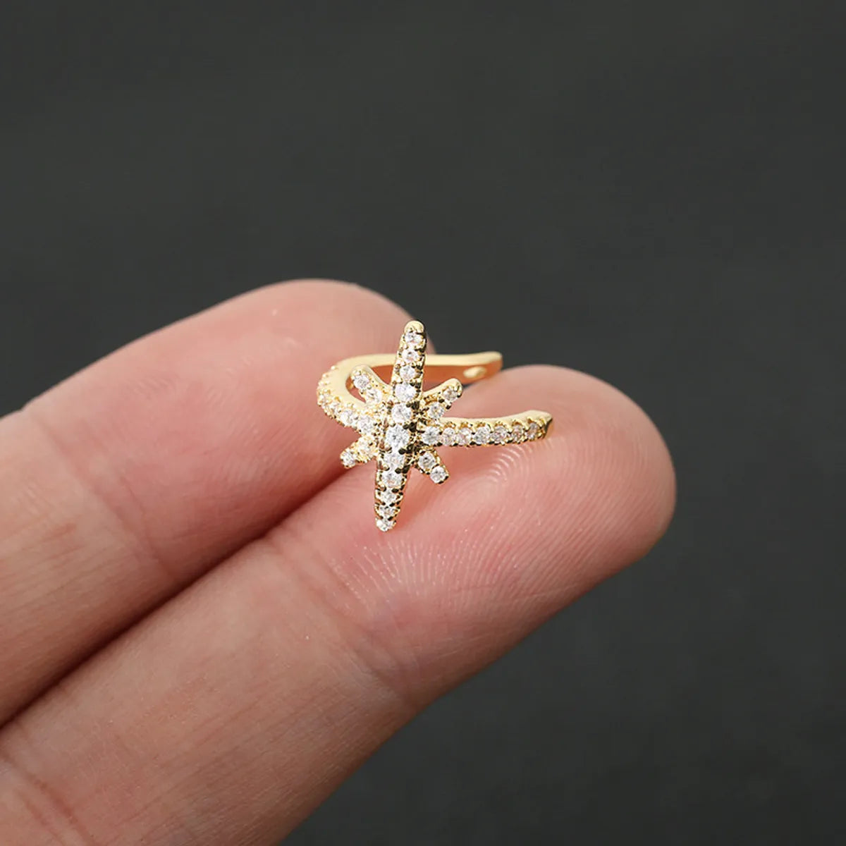 1 Piece IG Style Simple Style U Shape Star Inlay Copper Zircon Ear Cuffs