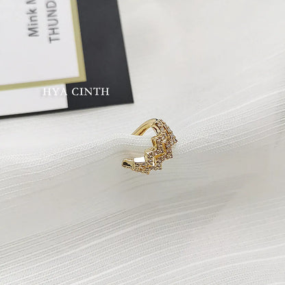 1 Piece IG Style Sweet Shiny C Shape Inlay Copper Zircon 18K Gold Plated Ear Cuffs