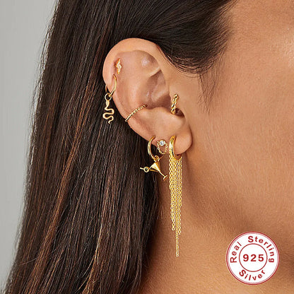 1 Piece Ins Style Geometric Sterling Silver Tassel Plating Earrings