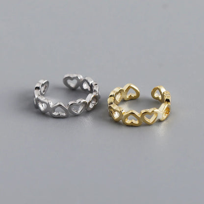 1 Piece Ins Style Heart Shape Sterling Silver Hollow Out Ear Clips