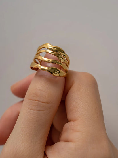 Ins Style Irregular Stainless Steel Plating 18k Gold Plated Open Ring