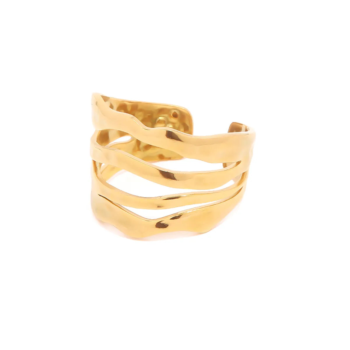 Ins Style Irregular Stainless Steel Plating 18k Gold Plated Open Ring