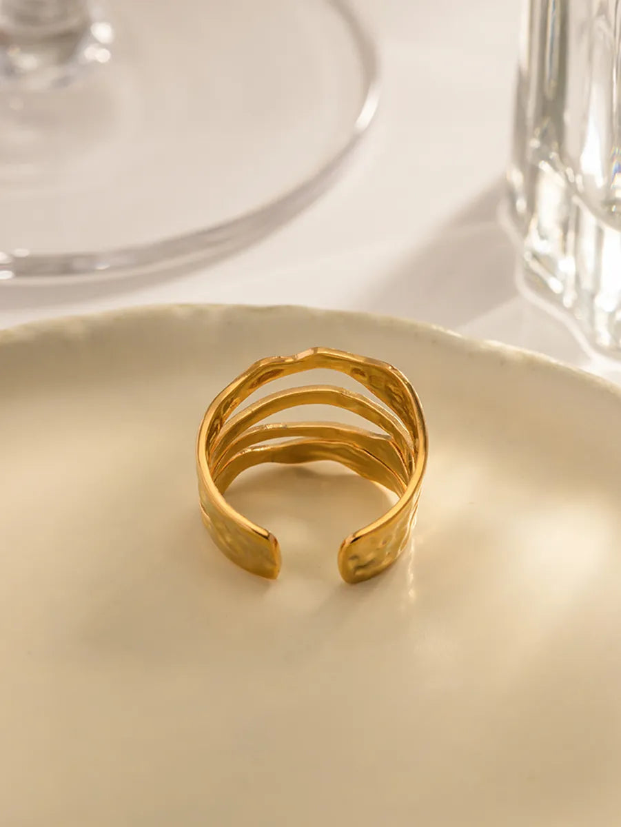 Ins Style Irregular Stainless Steel Plating 18k Gold Plated Open Ring