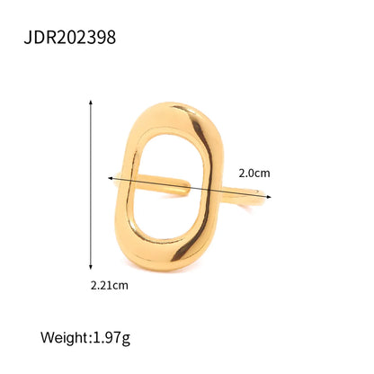 1 Piece Ins Style Oval Stainless Steel Plating Open Ring