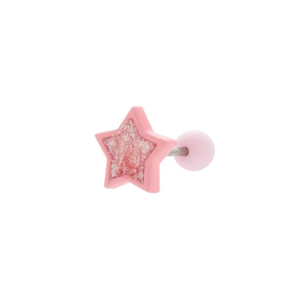 1 Piece Japanese Style Sweet Star Plating Inlay Stainless Steel Zircon 18k Gold Plated Ear Studs