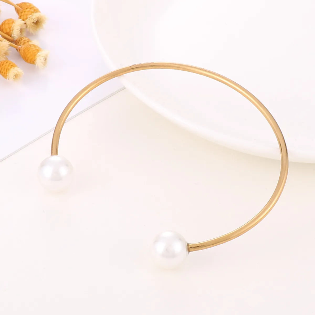 Korean Style C Shape Shell Titanium Steel Plating Women's Bangle