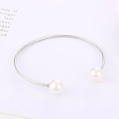 Korean Style C Shape Shell Titanium Steel Plating Women's Bangle