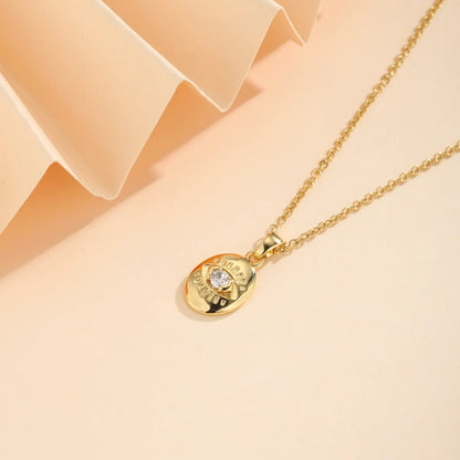 Korean Style Cross Square Flower Stainless Steel Titanium Steel Plating Inlay Zircon 18k Gold Plated Gold Plated Pendant Necklace