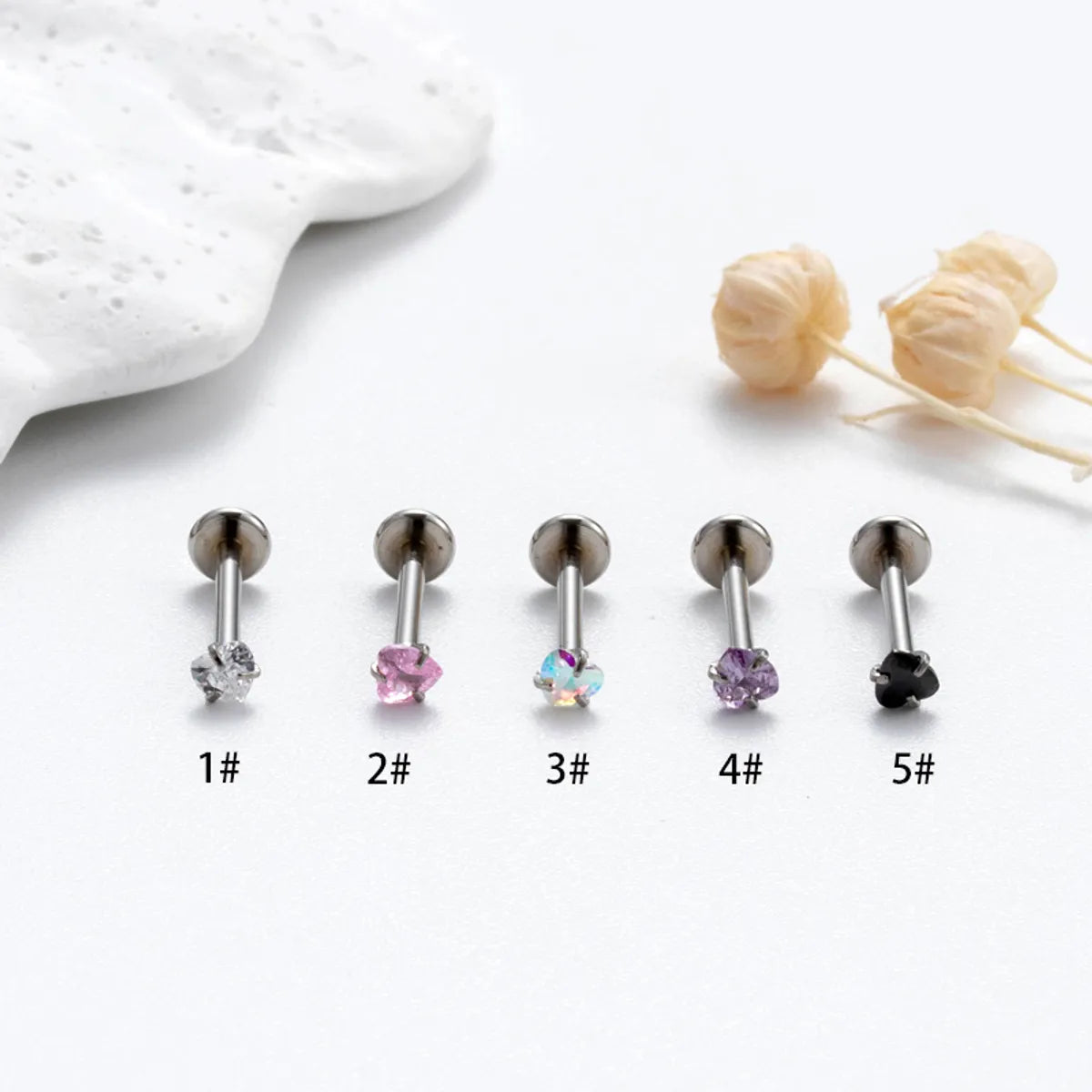 1 Piece Korean Style Heart Shape Plating Inlay Stainless Steel Zircon 18k Gold Plated Ear Studs