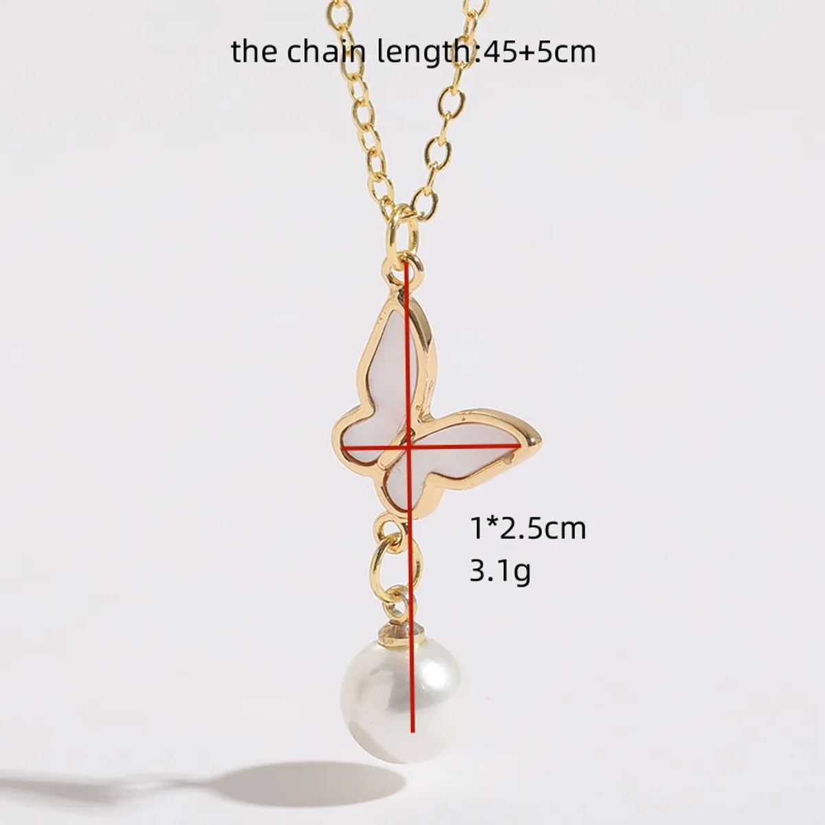 1 Piece Korean Style Star Butterfly Copper Pearl Plating Inlay Shell 14k Gold Plated Pendant Necklace