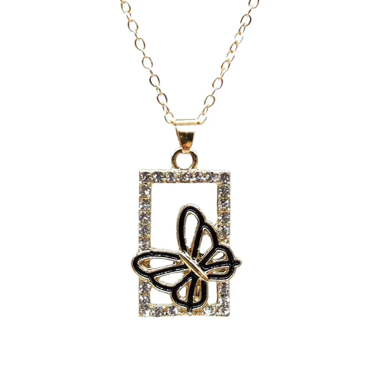 1 Piece Lady Butterfly Alloy Plating Artificial Rhinestones Women's Necklace