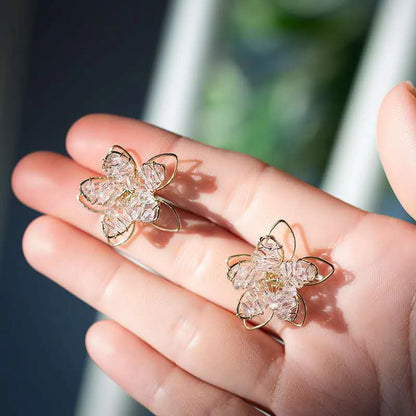 Wholesale Jewelry 1 Pair Lady Flower Artificial Crystal Ear Studs