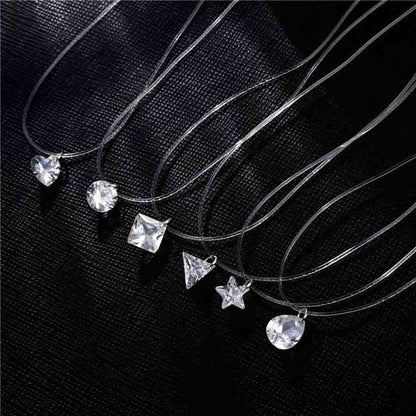 1 Piece Lady Geometric Star Heart Shape Alloy Rhinestone Women'S Pendant Necklace