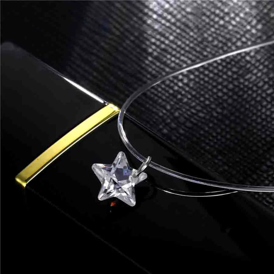 1 Piece Lady Geometric Star Heart Shape Alloy Rhinestone Women'S Pendant Necklace