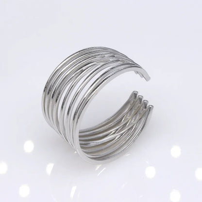 1 Piece Lady Geometric Titanium Steel Plating Open Ring