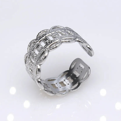 1 Piece Lady Geometric Titanium Steel Plating Open Ring