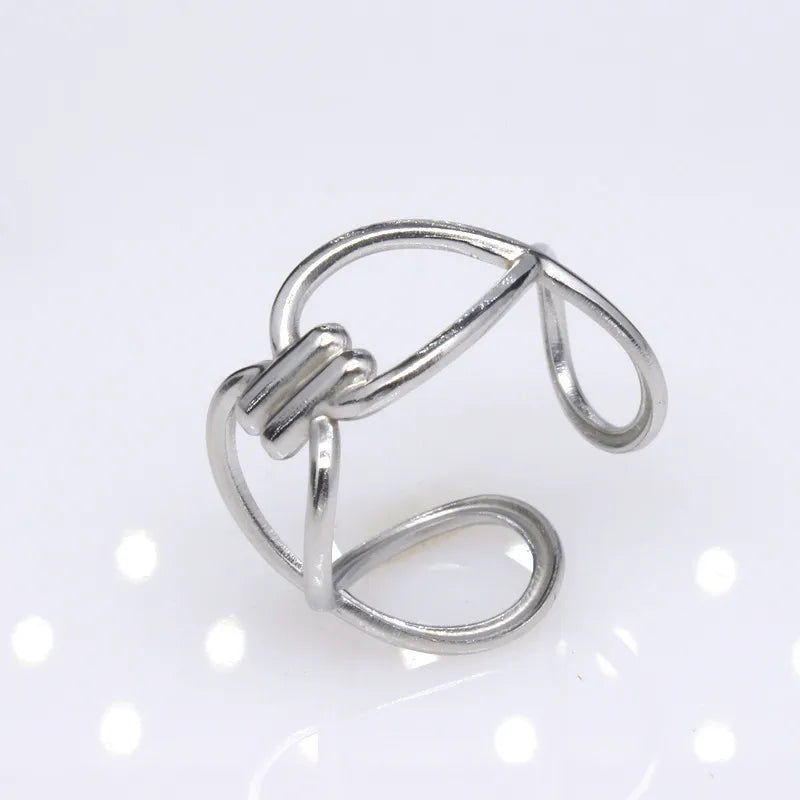 1 Piece Lady Geometric Titanium Steel Plating Open Ring