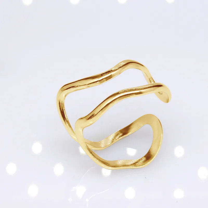 1 Piece Lady Geometric Titanium Steel Plating Open Ring